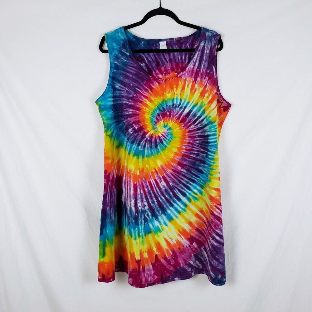 Dharma Trading Co. Rainbow Tie-Dye Tank Dress Womens XL Hippie Festival Boho